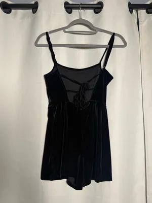 Urban Outfitters Black Velvet Strappy Back Romper Size XS thumbnail 4