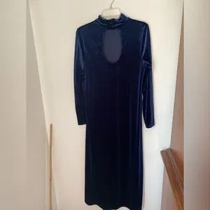 Amadi Bianca Velvet Midi Dress Blue Anthropologie Women’s Medium Long Sleeve thumbnail 13