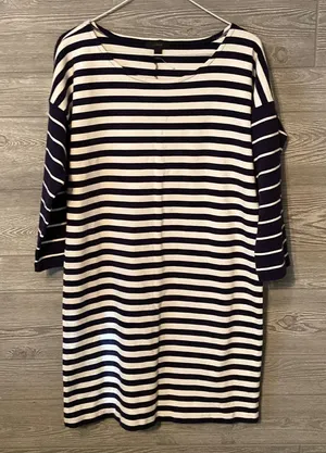 J.Crew Navy Blue and White striped Dress small‎ thumbnail 1
