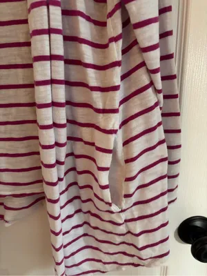 Chico's Set of Cardigan & and Matching Camisole-White with Magenta Stripes, XL thumbnail 4