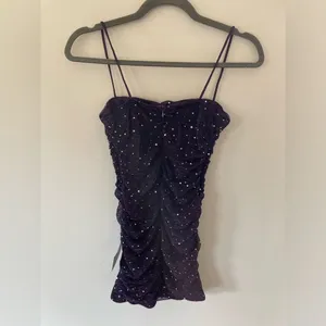 Lulus Flirty Vibes Purple Multi Sparkly Ruched Bodycon Mini Dress NEW size M thumbnail 7
