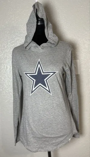 '47 Brand Dallas Cowboys Women's Small Gray Lightweight Hoodie Pullover NFL Logo thumbnail 1