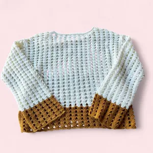 White and brown crochet sweater Size M thumbnail 6