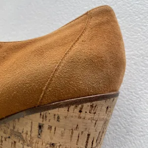 Gianvito Rossi Suede Cork Open Toe Lace Up Platform Shoes Orange/Beige Womens 37 thumbnail 4