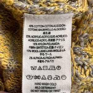 Free People Yellow Gray Wool Blend Knit Pullover Sweater, M thumbnail 11
