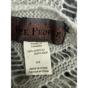 Free People Knit Wrap Scarf Shawl Fringe Convertible Boho Cream 72” Wide thumbnail 5
