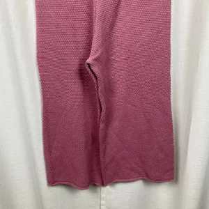 Free People Rose Pink Hailee Sweater Waffle Knit Wide Leg Cropped Pants Sz.L thumbnail 10