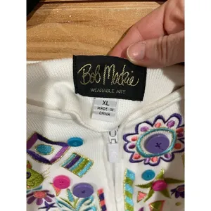 Bob Mackie Wearable Art Zip Up Sweater, size XL thumbnail 8