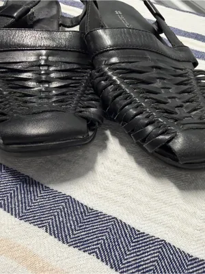 Naturalizer Black Leather Woven Caged Slingback Sandals Size 7.5 M thumbnail 5