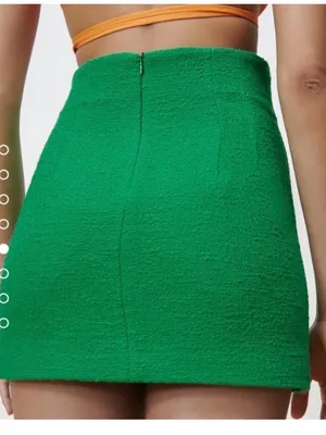 Zara Emerald Green High-Waist Mini Skirt with Gold Buttons thumbnail 3