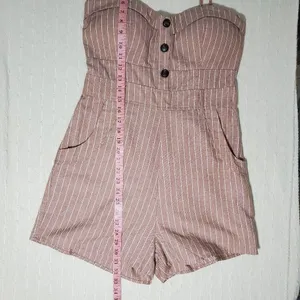 Active USA Brown and white Striped print‎ Romper Size L thumbnail 5
