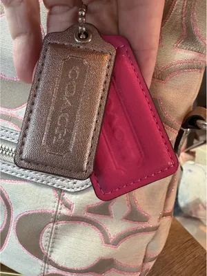 Coach Signature Canvas Tote Bag with Metallic and Pink thumbnail 8