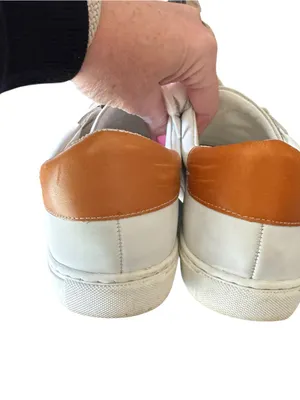 J.McLaughlin - Angelique White Leather Lace-Up Sneakers Tan Accent Sz 9M thumbnail 5