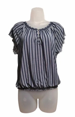 Carve Designs Ladies Navy Stripe Rayon Blouse Size Small thumbnail 1