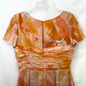 Talbots Size 12P Silk Dress Orange Ruched‎ Formal Spring Easter Church 1121 thumbnail 9