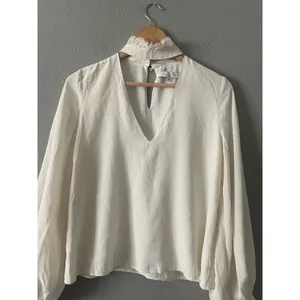 ALEXIS "KLEIN" WHITE SILK RUFFLE CHOKER BLOUSE TOP thumbnail 5
