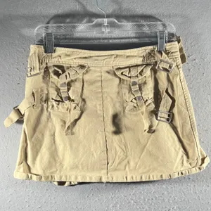 1022 | Brandy Melville Tan Pleated Cargo Utility Mini Skirt Khaki Women OS‎ thumbnail 2