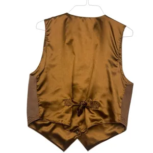 Northwest Territory size large leather embroidered vest Gold retro 90s grandpa thumbnail 11