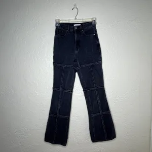 Pacsun High Rise Bootcut Jeans Black Patchwork Distressed‎ Denim 26 thumbnail 2