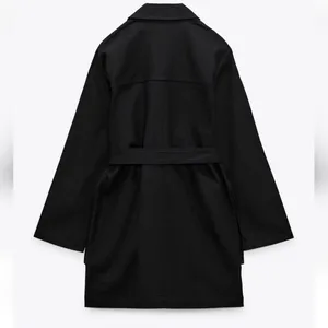 NWT ZARA Dress M women linen blend black button down thumbnail 4