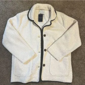 Lucky Brand White Sherpa Button Up Jacket Small thumbnail 1