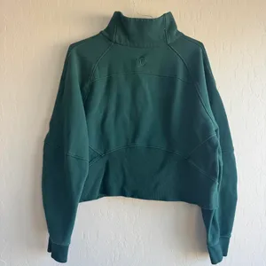 Lululemon Scuba Oversized Half zip Hoodie XL/XXL Dark Forest Green Gold Zip Crop thumbnail 2