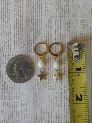 Handmade grunge fairy whimsical y2k style quality pearl star dangle earrings⭐️ thumbnail 4