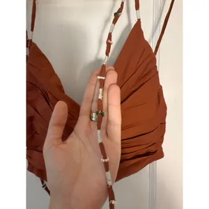 ZARA BEADED EMBROIDERED CROP TOP Brown Size Small NWT thumbnail 5