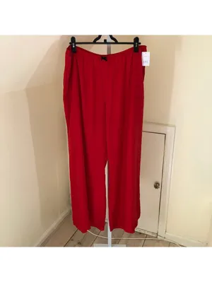 Auden NWT Women's Red Satin Pajama Pants Size XL thumbnail 2