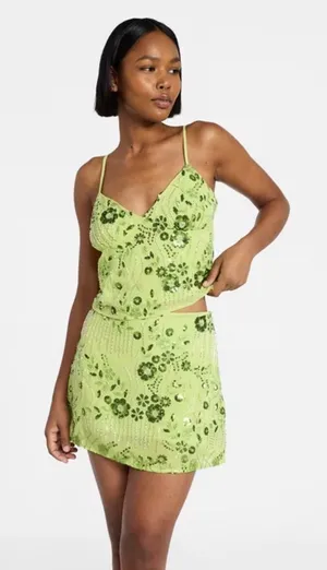 No Boundaries Sequin Beaded Embellished Cami Tank Top Light Green Womens Size M thumbnail 1