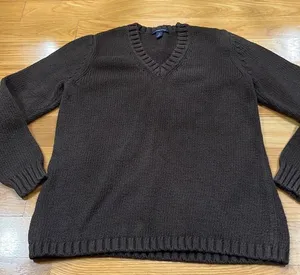 LANDS’ End vneck brown sweater size small (6-8). thumbnail 1