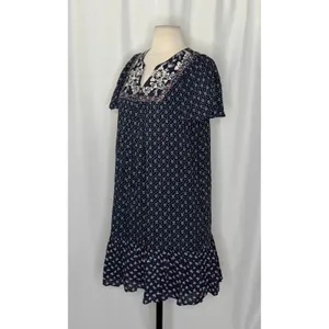 Anthropologie ONE SEPTEMBER Alpina Tunic Dress Embroidered Floral Ruffle X-Small thumbnail 4