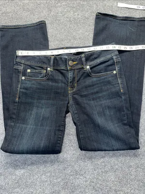 American Eagle Outfitters Low-Rise Slim Boot Cut Dark Blue Super Stretch Jeans thumbnail 6