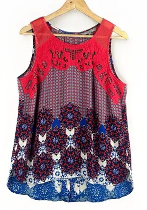 Pale sky size large Red and Blue Women's Blouse thumbnail 1