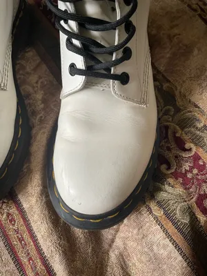 Dr. Martens White Combat Boots with Black Laces  thumbnail 7