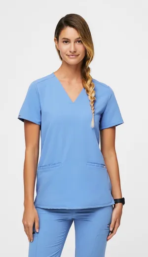 FIGS Casma Three-Pocket Scrub Top Ceil Blue thumbnail 1