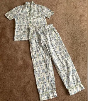 NEW NWOT Roller Rabbit Sleepy Sloth Liza Lounge Set Pants & Top Pajamas Size nXS thumbnail 4
