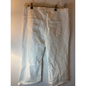 By Billie Womens White Denim Cropped Wide Leg Jeans Raw‎ Hem Size L 32 thumbnail 7