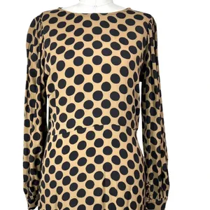 Rachel Pally Polka Dot Puff Sleeve Midi Dress Tan Black‎ Size Medium thumbnail 2