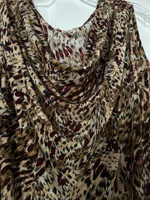 Sleeveless Cowl Neck Blouse in Brown Multi Size XL thumbnail 2