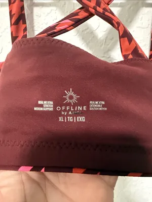 NWOT Offline by Aerie Red & Pink Patterned Crop Bralette Size XL thumbnail 15