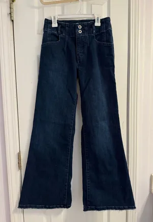 Maeve by Anthropologie High Rise Flare Dark Wash Jeans size 26 thumbnail 1