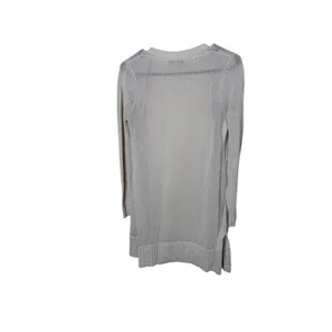Loft Petites Oatmeal Beige Linen Blend‎ Open Front Mesh Longline Cardigan XXSP thumbnail 4