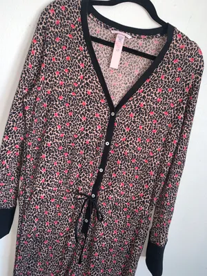 Victoria’s Secret Leopard / Roses Onesie Large thumbnail 1