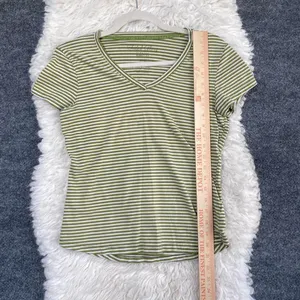 Faded Glory Stripes V Neck Short Sleeve Top Y2k Grunge Alt Mallcore thumbnail 6