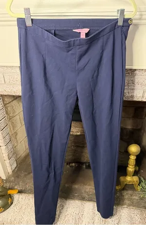 Lilly Pulitzer Navy Travel Pants Size 8 Stretch Career Workwear Ankle Pants thumbnail 1