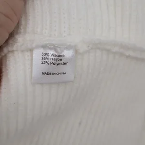 ZESICA Womens Off White Ribbed Knit Collared V-Neck Pullover Sweater Size L thumbnail 4