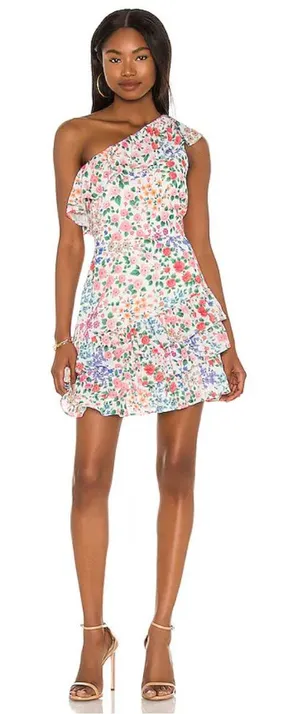 Yumi Kim Skylar‎ One Shoulder Mini Dress in Kingston Garden Ivory Floral thumbnail 1