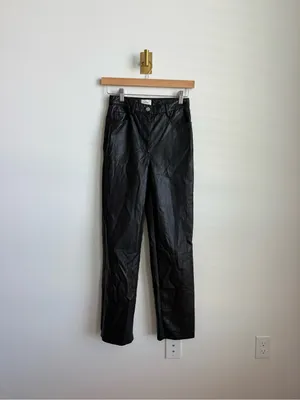 Aritzia Wilfred The Melina Pant Black Vegan Leather Straight Leg Size 0 thumbnail 3