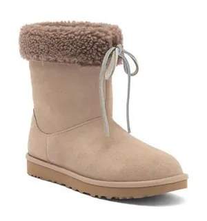 UGG Sarissa Shearling Short Boots Chestnut Suede Women’s Size 8 New thumbnail 1